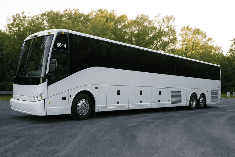 exterior of Bus Rental Company Hampton coach bus